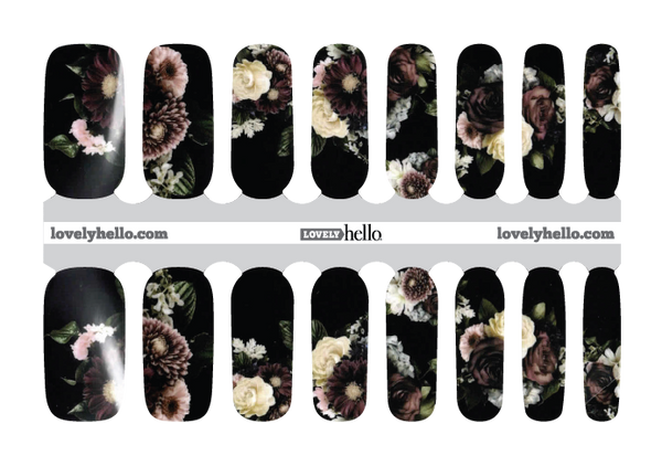 Midnight Floral Nail Wraps
