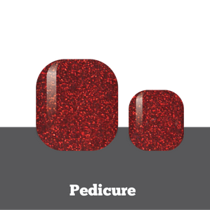 Ruby Red Glitter Pedicure Wrap