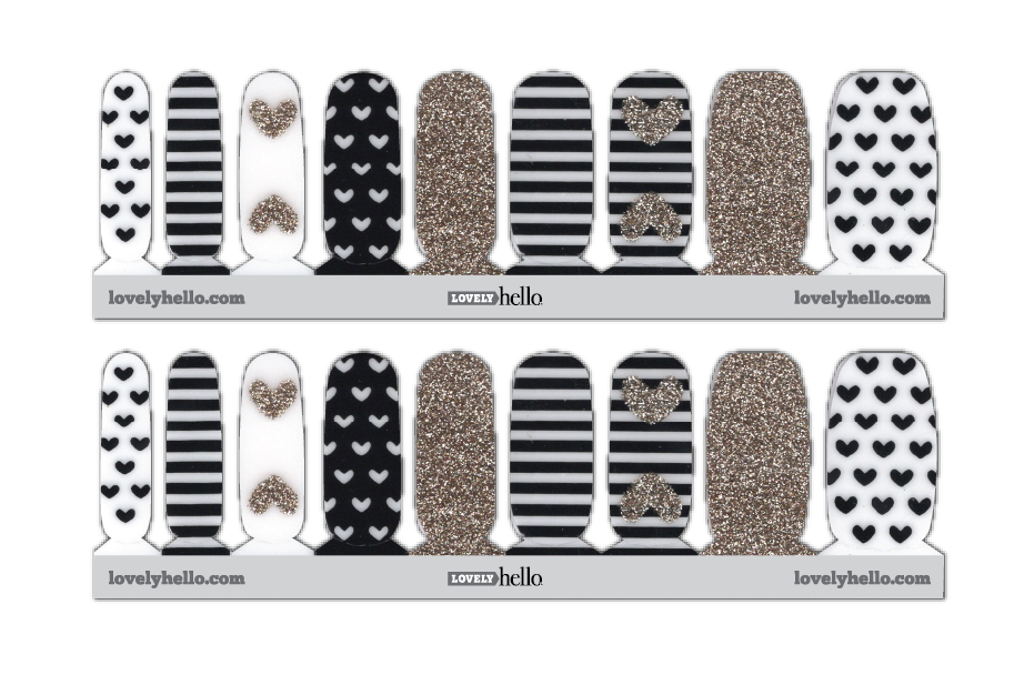 Sparkle Hearts and Stripes Nail Wraps
