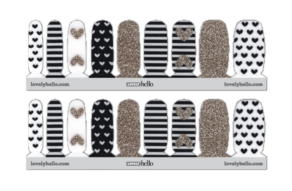 Sparkle Hearts and Stripes Nail Wraps